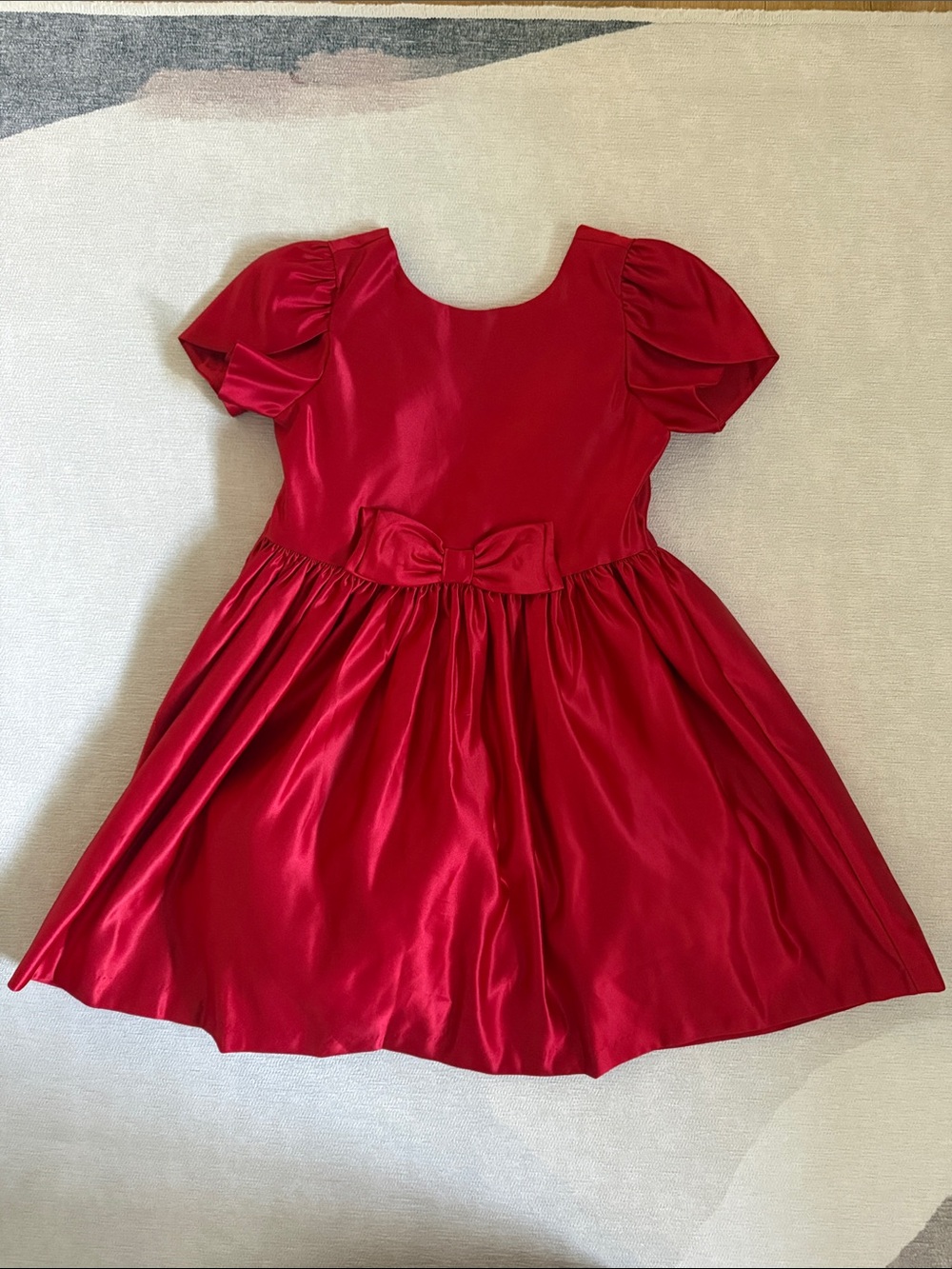 Janie and Jack Red Satin Bow-Accent Holiday Dress